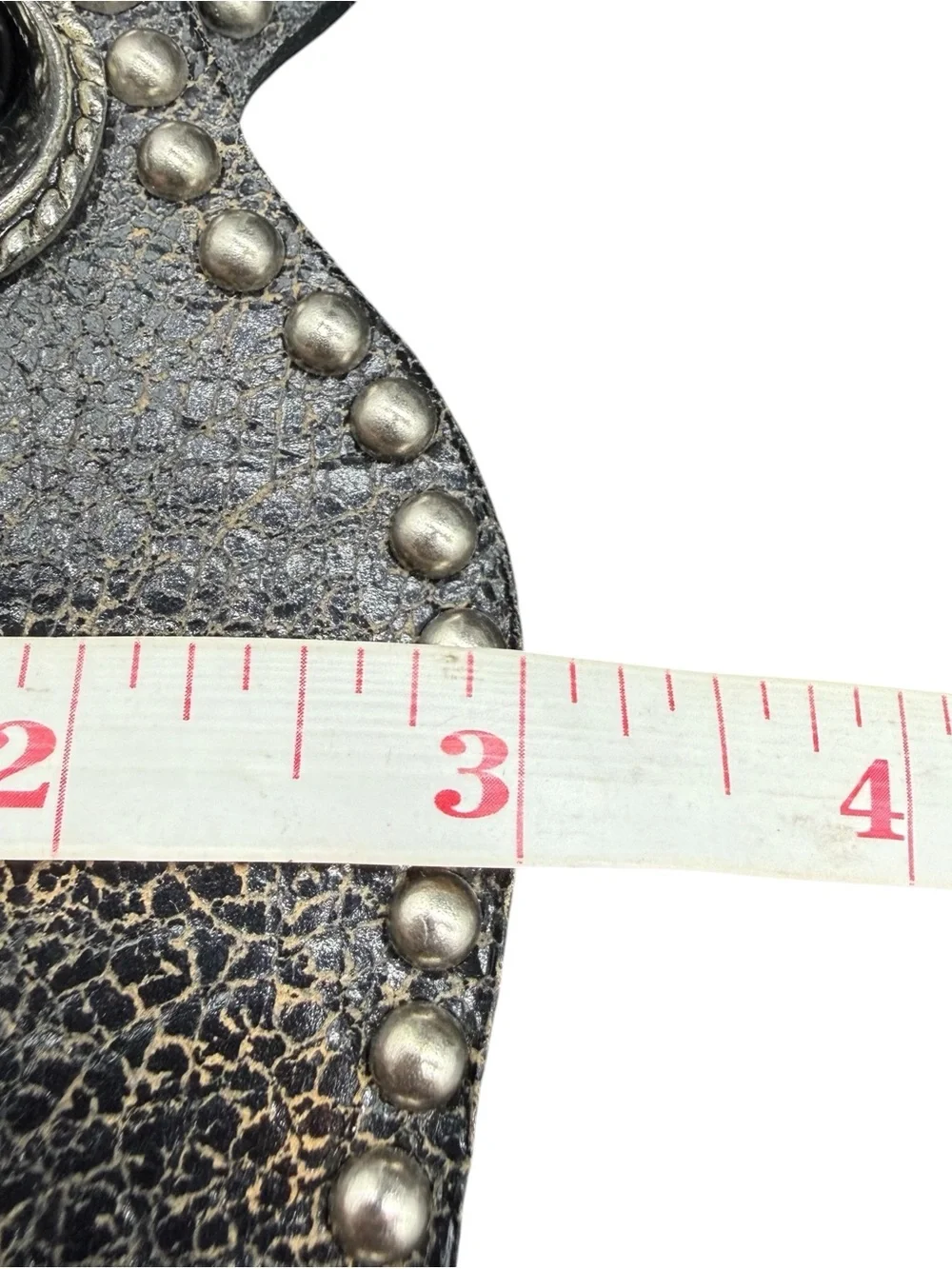 Leatherock 38 XL Black Leather Studded Scallop Western Boho Statement Belt 5934
